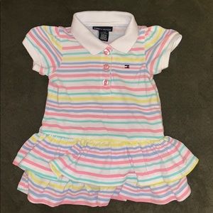 Collared dress with pink bottom